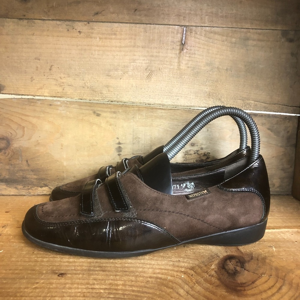 Mephisto womens size 7 Shoes Brown suede Cool Air hook and loop walking sneakers
